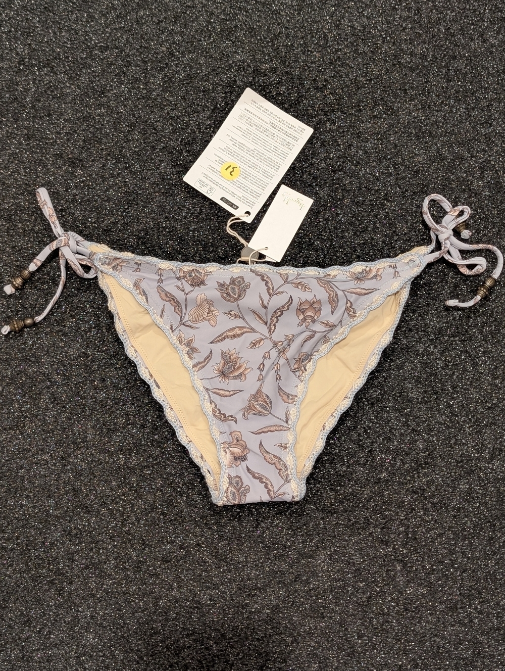 Tigerlily Light Blue Floral Tie-Side Bikini Bottoms Size Large NWT